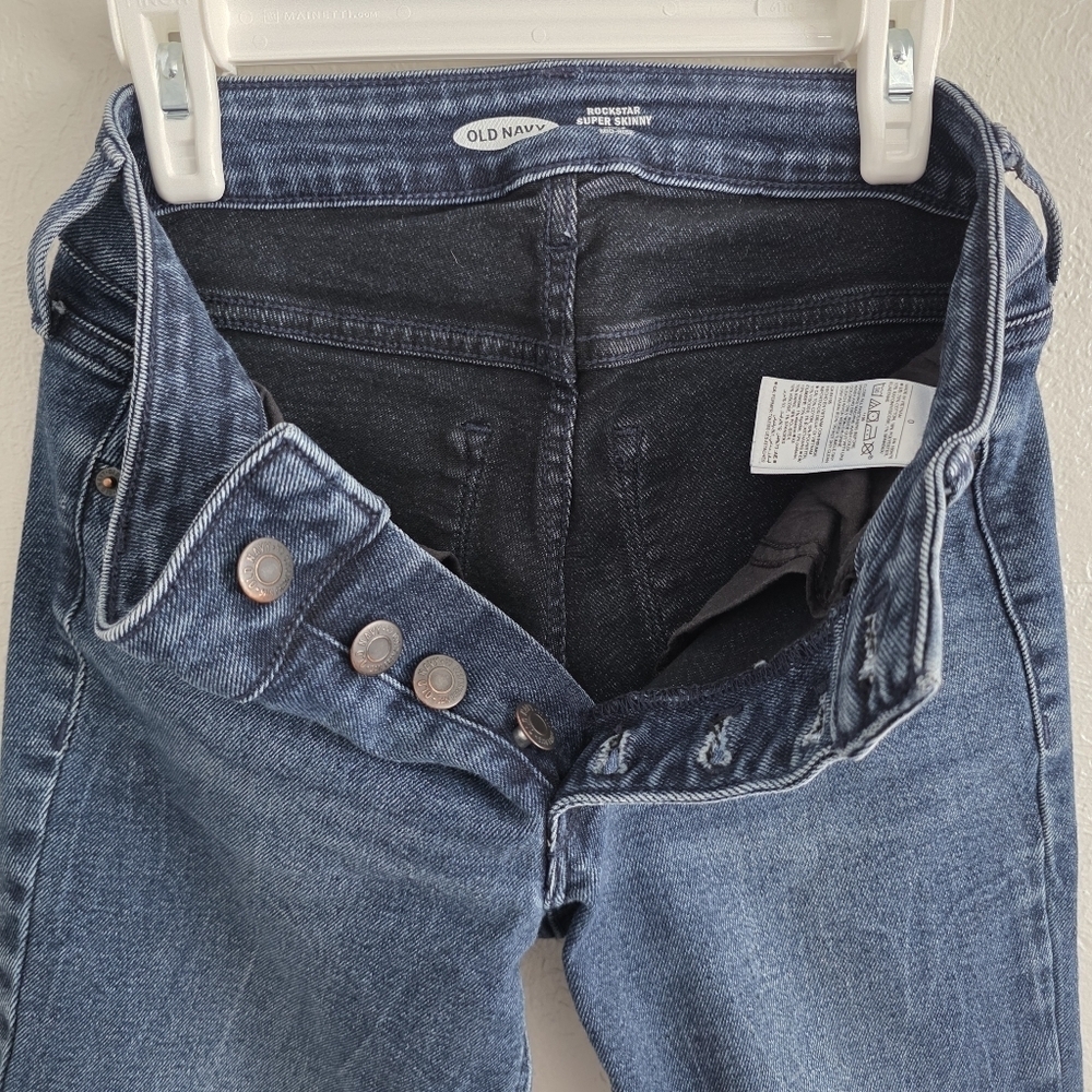 Old Navy Womens Rockstar Super Skinny Ankle Mid-Rise Dark Wash Denim Jeans Sz 0 - Picture 7 of 9